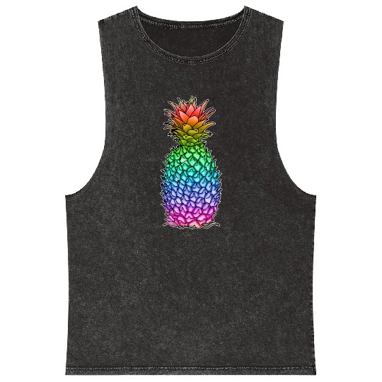 Pineapple Gay Lesbian Pride Rainbow Tropical LGBTQ Mineral Wash Tank Tops