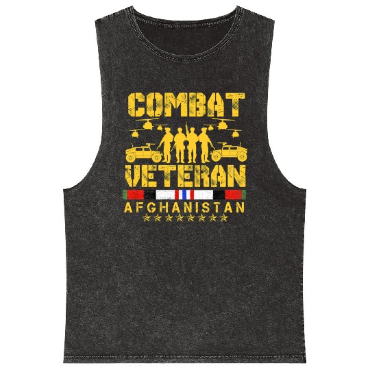 Combat Veteran Afghanistan Proud Us Mineral Wash Tank Tops