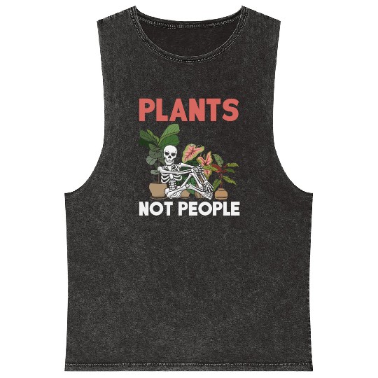 Gardener Skeleton Introvert Garden Plant Lover Mineral Wash Tank Tops