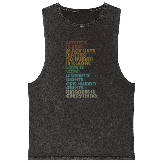 Vintage, Retro Science Is Real, Black Lives Matter Mineral Wash Tank Tops