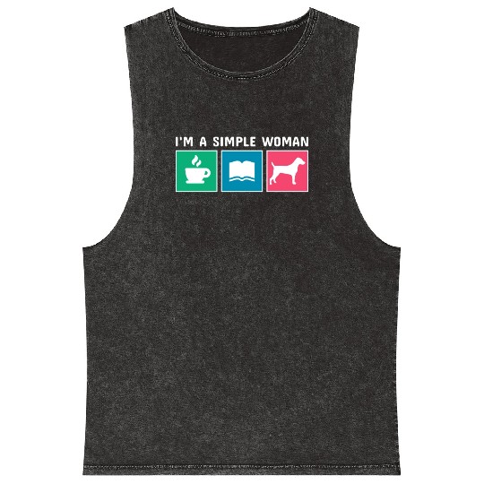 Coffee Books Jack Russell I'm A Simple Woman Mineral Wash Tank Tops