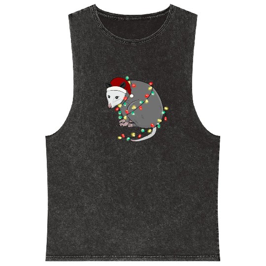 Christmas Animal Opposum Light Chain Hat Mineral Wash Tank Tops