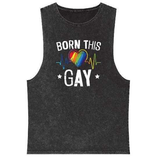 Born This Gay Rainbow Pride Month LGBTQ Gay Pride Mineral Wash Tank Tops