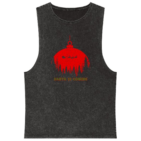 Christmas Santa Is Coming Santa Candy Cane Throne Mineral Wash Tank Tops