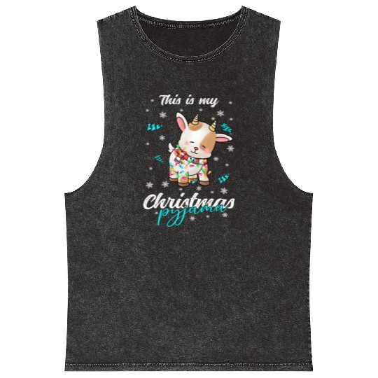 Winter Christmas Pyjama Goat Mineral Wash Tank Tops