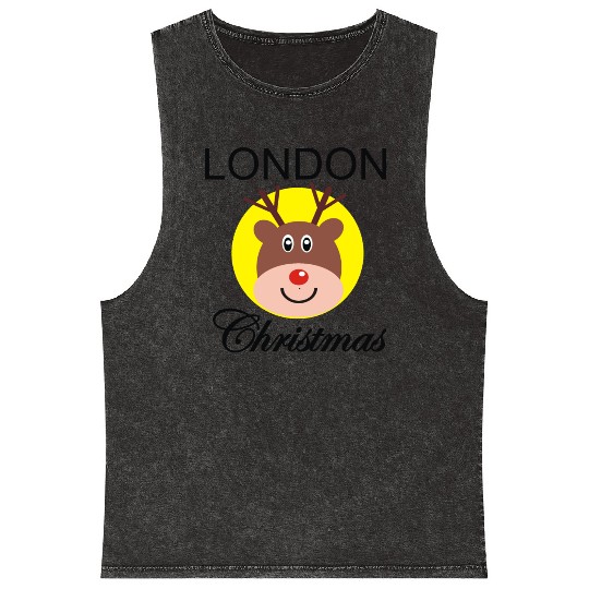 Funny Christmas Rudolph gift for Londoner Mineral Wash Tank Tops