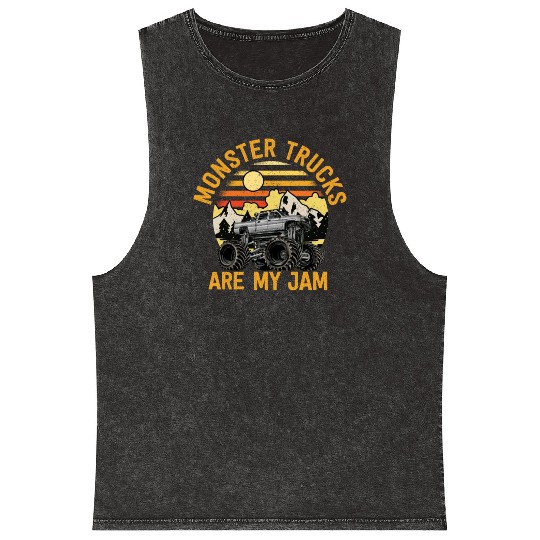 Monster Trucks Are My Jam Vintage Retro Mineral Wash Tank Tops
