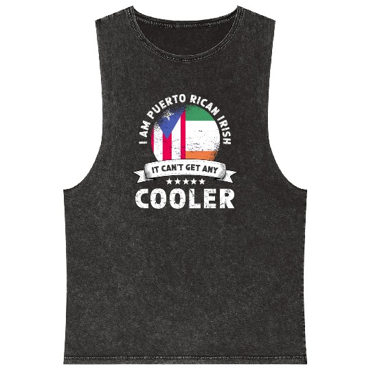 Puerto Rico Flag Ireland Grown Patriot Country Mineral Wash Tank Tops