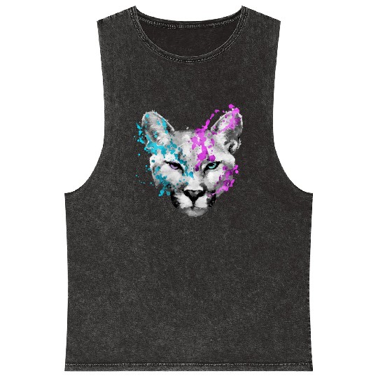 Dramabite mountain lion Mineral Wash Tank Tops