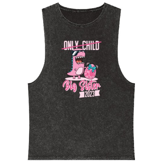 Only Child Big sister 2023 pregnancy baby girls Mineral Wash Tank Tops