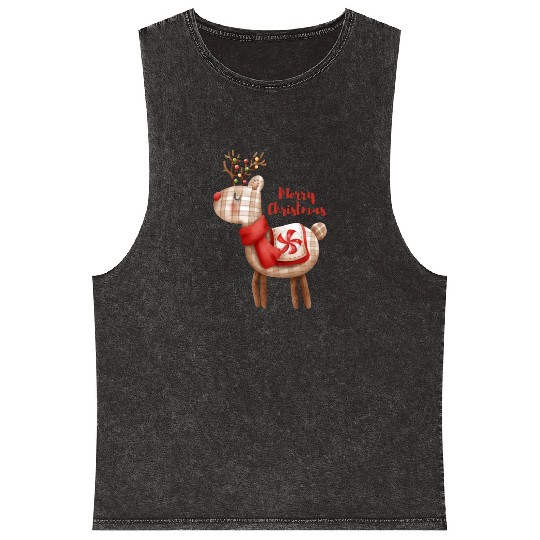 Merry Christmas Deer! Mineral Wash Tank Tops