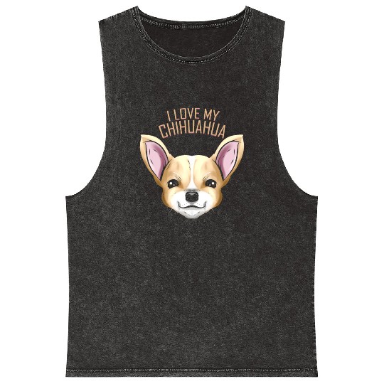 Dog Lover - I Love My Chihuahua Mineral Wash Tank Tops