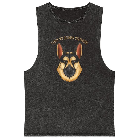 Dog Lover - I Love My German Shepherd Mineral Wash Tank Tops