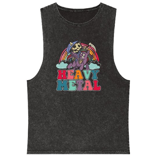 Heavy Grim Unicorn Rainbow Metal Music Lover Rock Mineral Wash Tank Tops