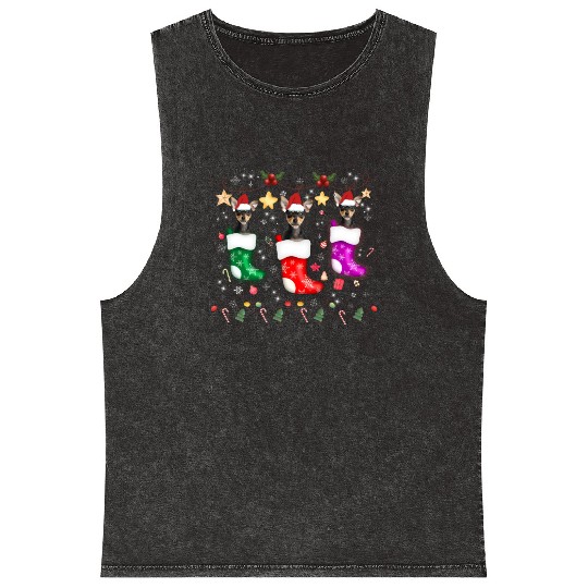 Miniature Pinscher Christmas Lights Funny Xmas Mineral Wash Tank Tops