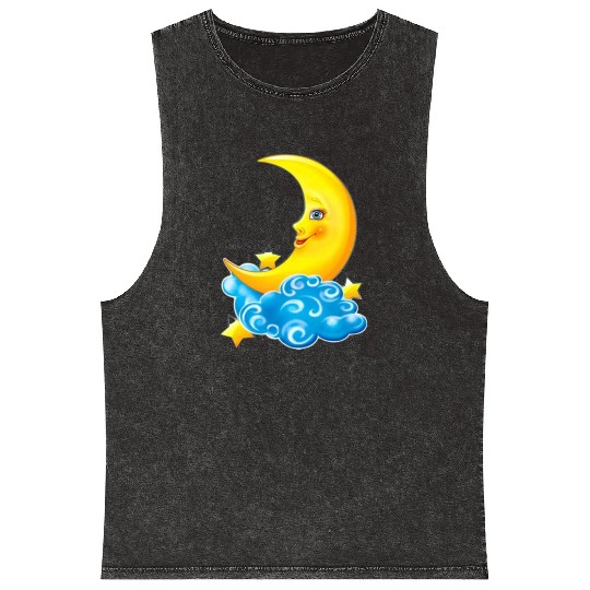 dessin de croissant de lune Mineral Wash Tank Tops