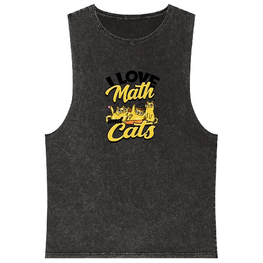 I love math and cats - cats Mineral Wash Tank Tops