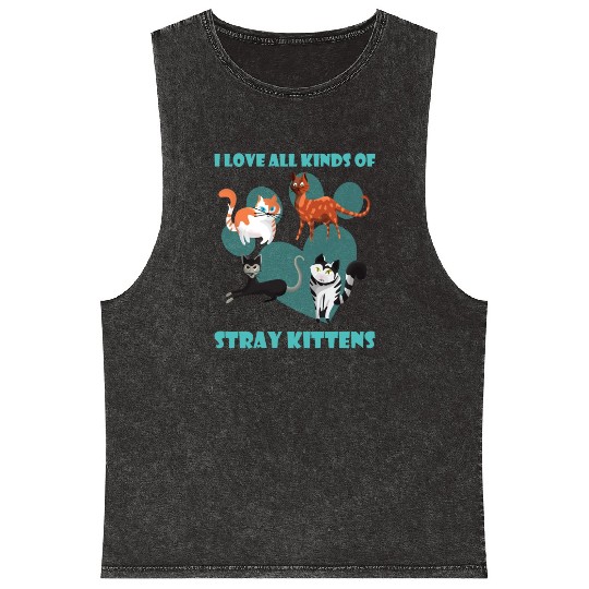 I love all kinds of stray cats stray kitten rescue Mineral Wash Tank Tops