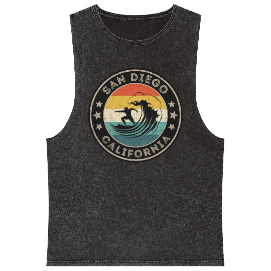 San Diego California Surfing Mineral Wash Tank Tops San Diego