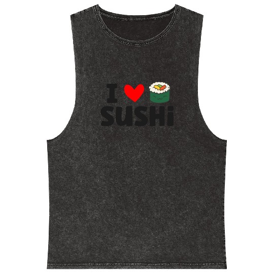 I Love Sushi Love Sushi Rolls Mineral Wash Tank Tops