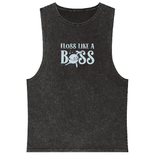 Floss Like A Boss Sea Unicorn Animal Lover Narwhal Mineral Wash Tank Tops