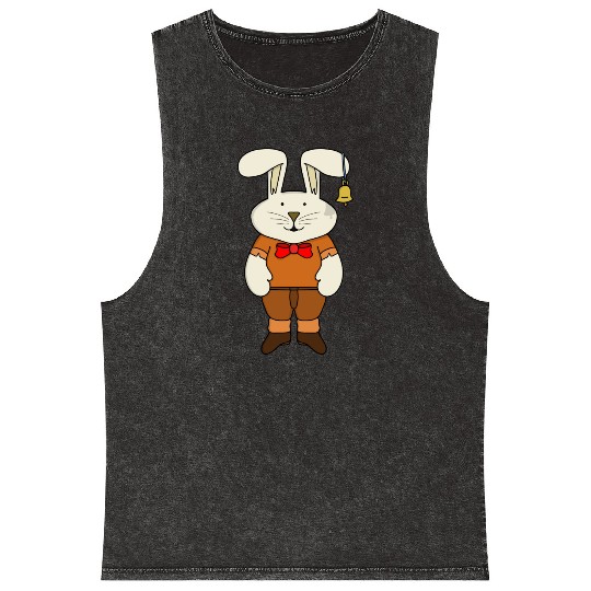 Bunny with a bell in his ear Mineral Wash Tank Tops