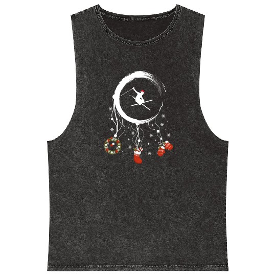 Winter dreamcatcher Christmas Skiing Mineral Wash Tank Tops