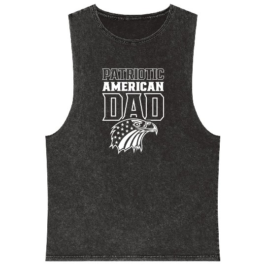 Patriotic American Dad Patriot US USA Mineral Wash Tank Tops