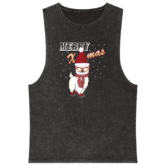 Merry Xmas christmas Alpaca Mineral Wash Tank Tops