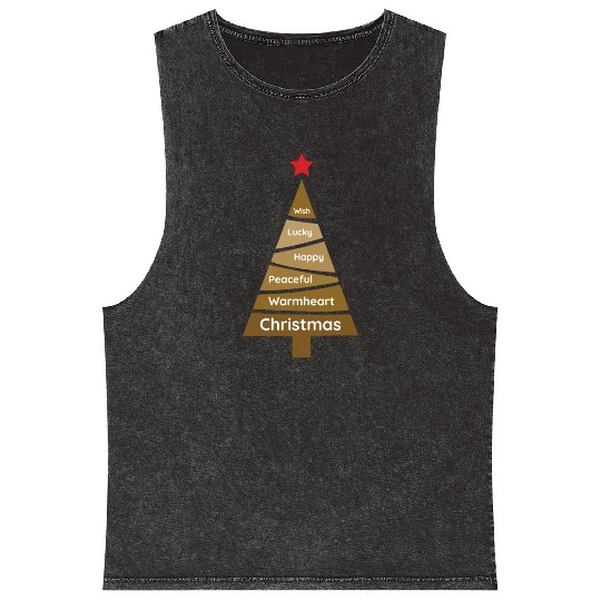 Minimalist Copper Brown Christmas Pine Mineral Wash Tank Tops