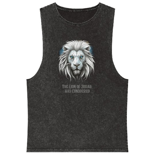 The Lion of Judah has conquered Mineral Wash Tank Tops