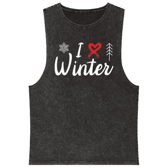 I Love Winter, Snow, Cold And Snowman Mineral Wash Tank Tops