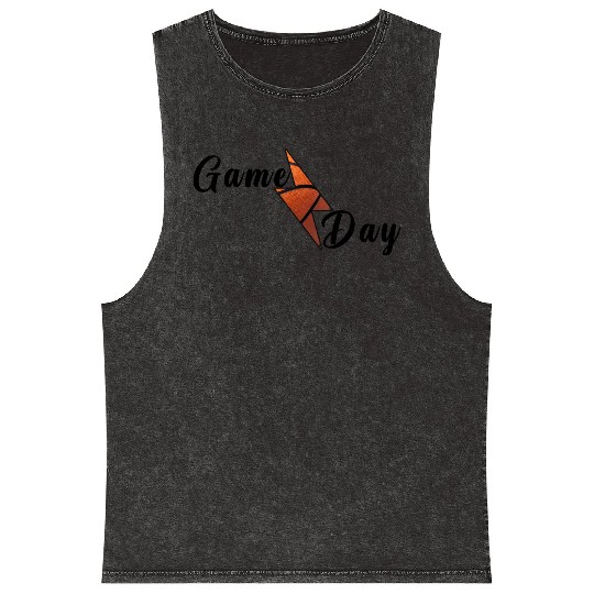 Game Day Basketball Lightning Bolt Mineral Wash Tank Tops