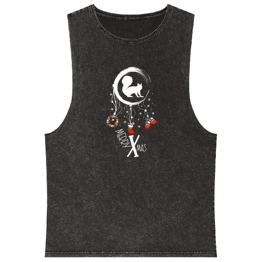 Winter dreamcatcher Christmas Squirrel Mineral Wash Tank Tops