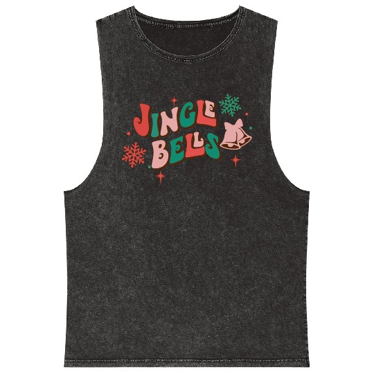 Jingle Bells Christmas Mineral Wash Tank Tops