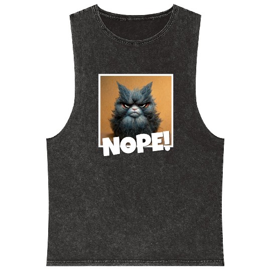 3d cat grumpy Coffee I hate people good morning Mineral Wash Tank Tops