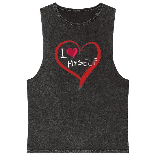i love me heart text icon Mineral Wash Tank Tops