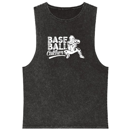 Baseball Catcher Hobby Sayings Player Mineral Wash Tank Tops