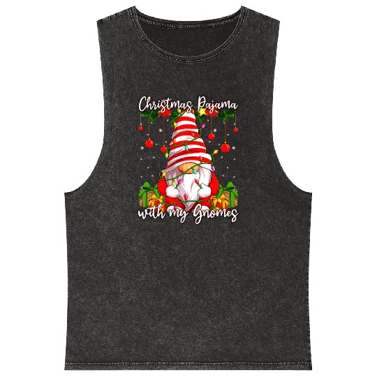 Christmas Pajama with my Gnomes Mineral Wash Tank Tops