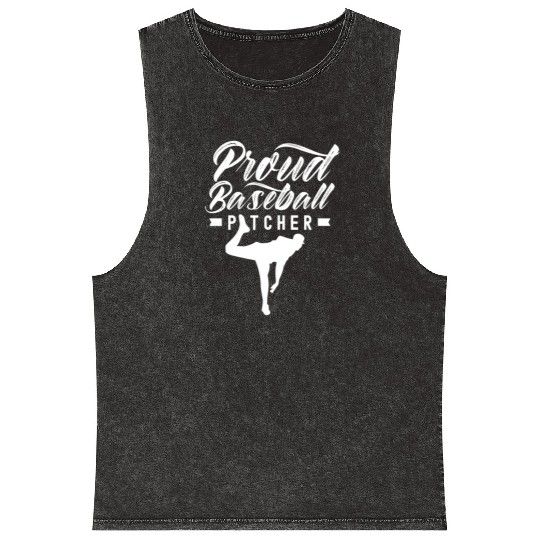 Proud Baseball Pitcher Hobby Player Sayings Mineral Wash Tank Tops