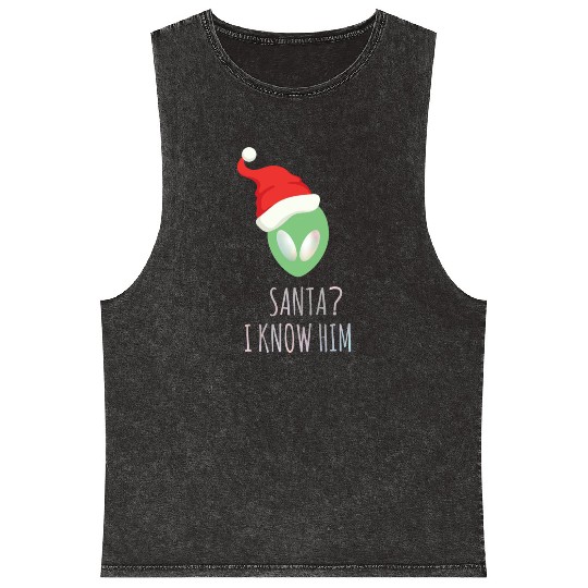 Santa? I know him. Merry Christmas. Happy New Year Mineral Wash Tank Tops
