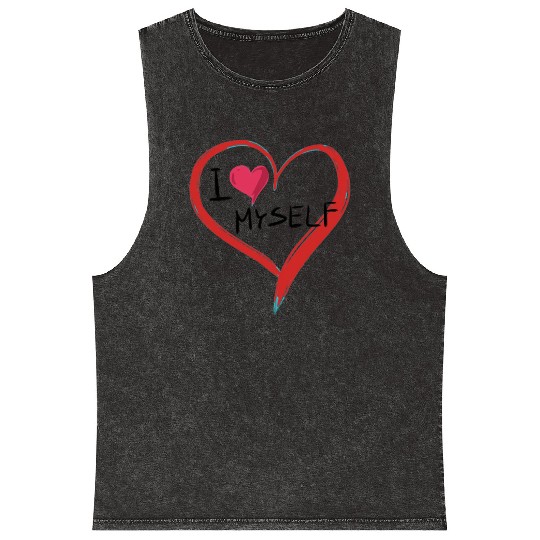 i love me heart text icon shape Mineral Wash Tank Tops