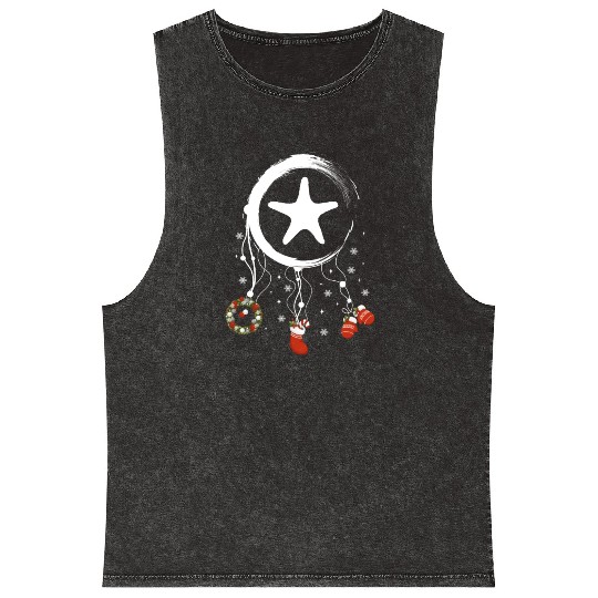 Winter dreamcatcher Christmas Starfish Mineral Wash Tank Tops