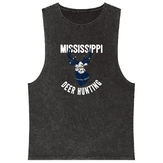 Mississippi Deer Hunting Buck Stag Hunter Mineral Wash Tank Tops