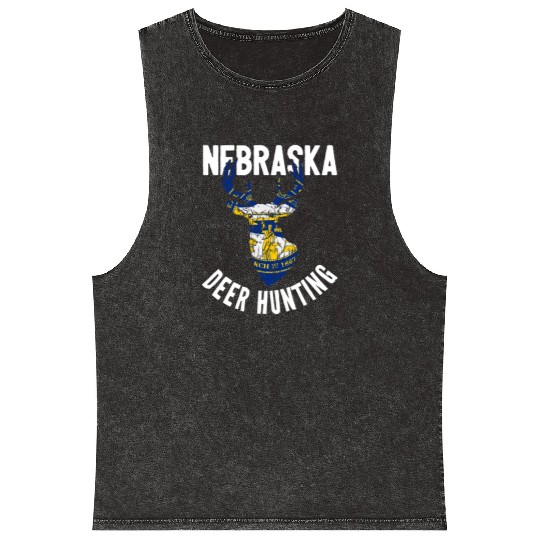 Nebraska Deer Hunting Buck Stag Hunter Mineral Wash Tank Tops
