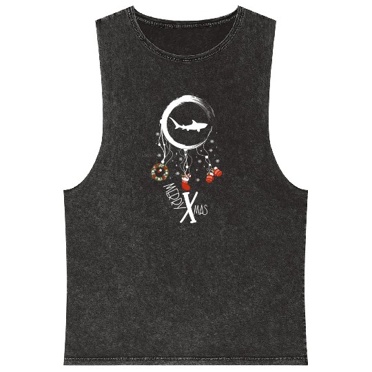 Winter dreamcatcher Christmas Tiger Shark Mineral Wash Tank Tops