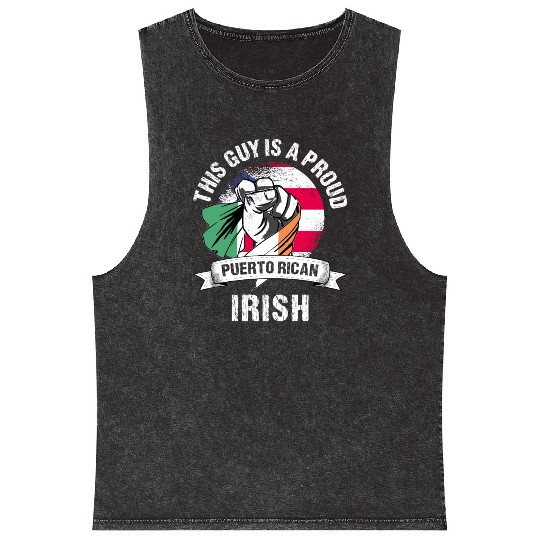Puerto Rico Flag Ireland Grown Men Boys Guy Mineral Wash Tank Tops