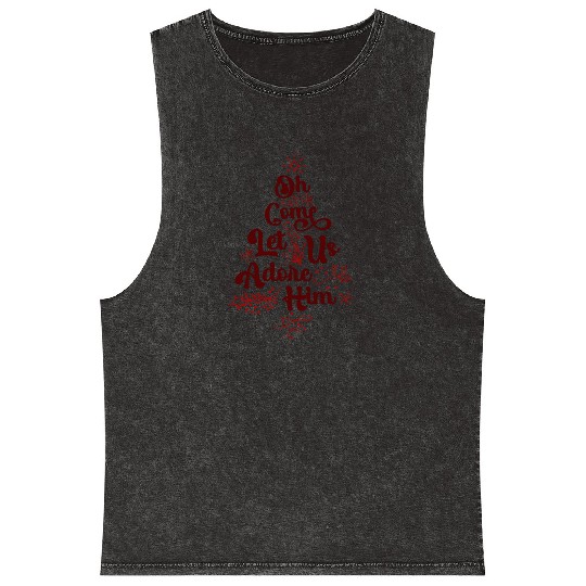 Oh Come Let Us Adore Him Religious Jesus Mineral Wash Tank Tops