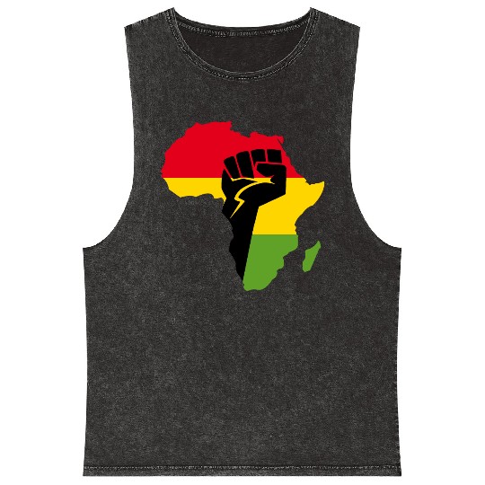 African Black Power Mineral Wash Tank Tops