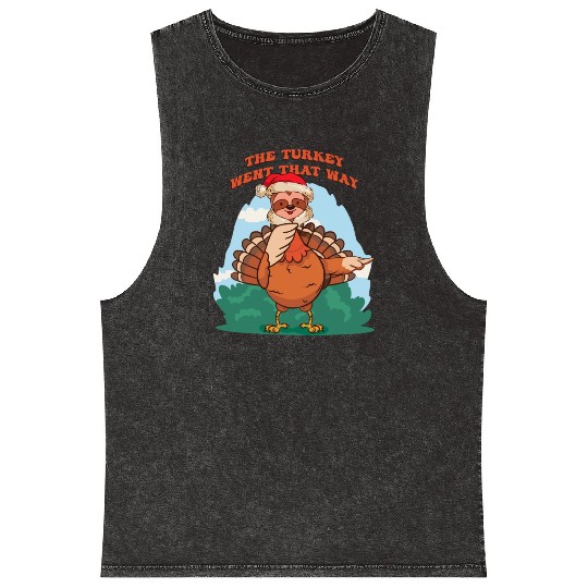 Thanksgiving Sloth Funny Fake Sloth the turkey Mineral Wash Tank Tops